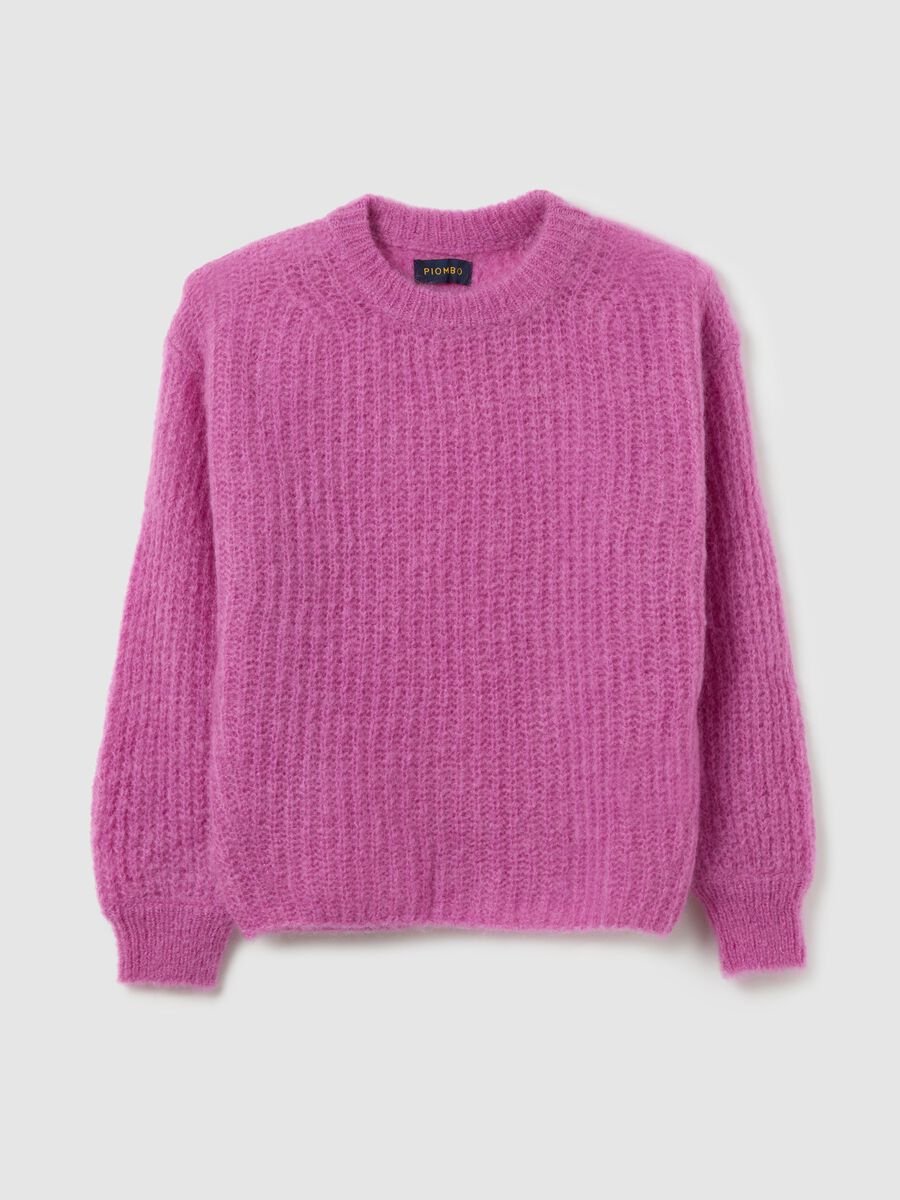 Purple crew neck sweater with oversized fit_0
