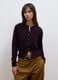 Purple pure wool crew-neck cardigan with buttons, regular fit_0