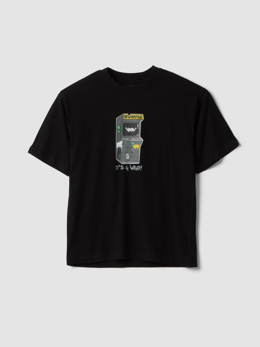 Boys&rsquo; black pure cotton oversized T-shirt with print_3