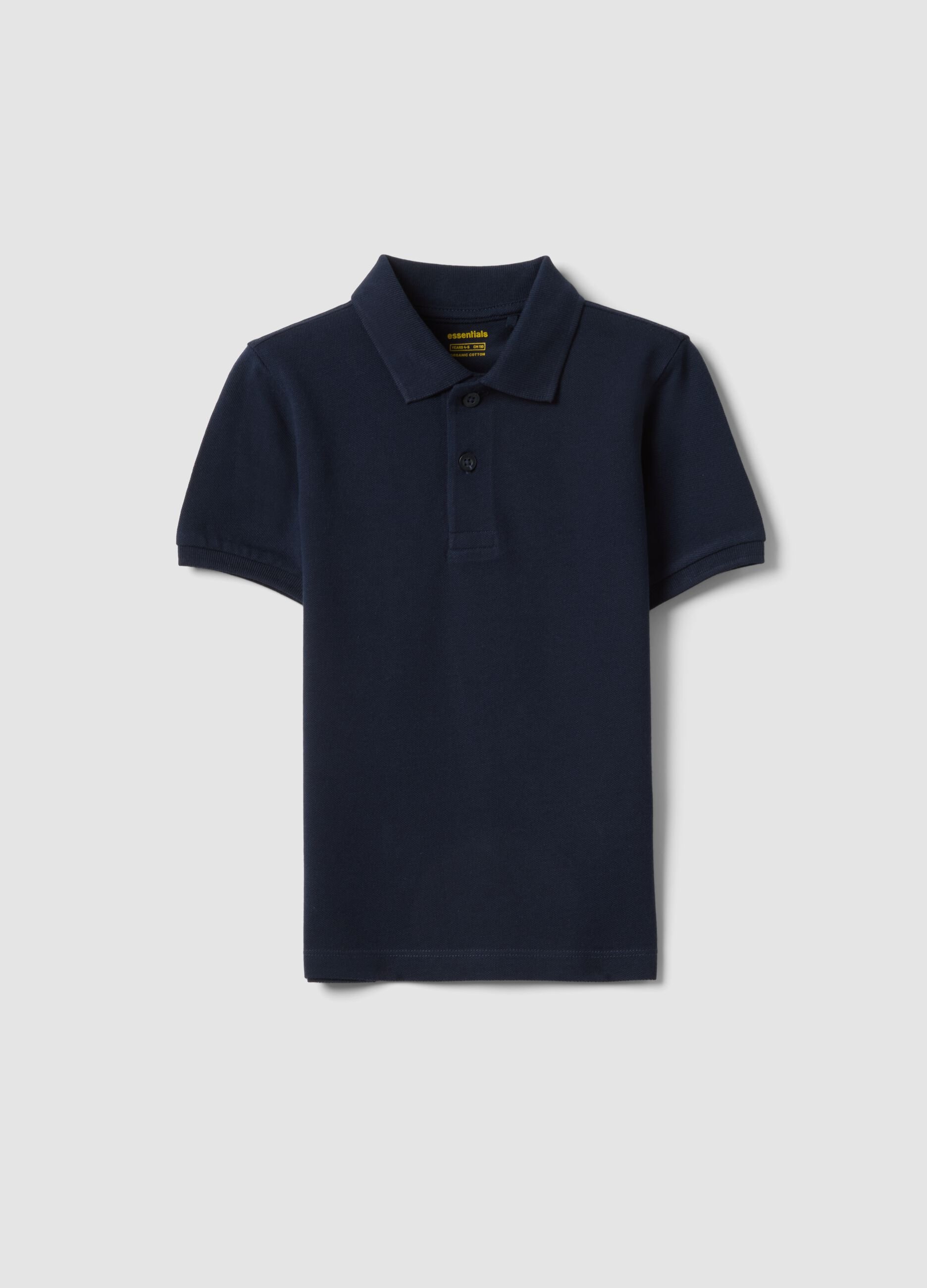 Polo in puro cotone biologico blu da bambino regular fit