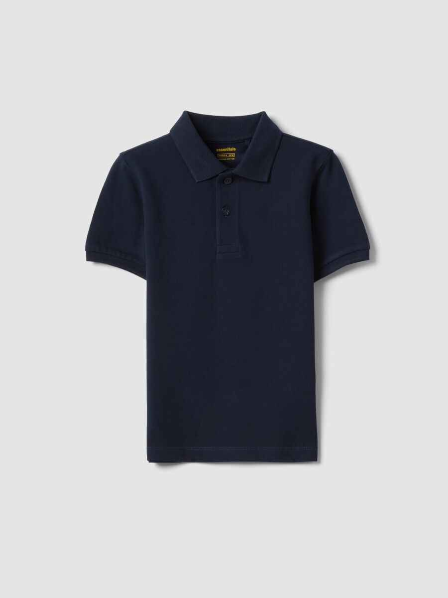 Polo in puro cotone biologico blu da bambino regular fit_0