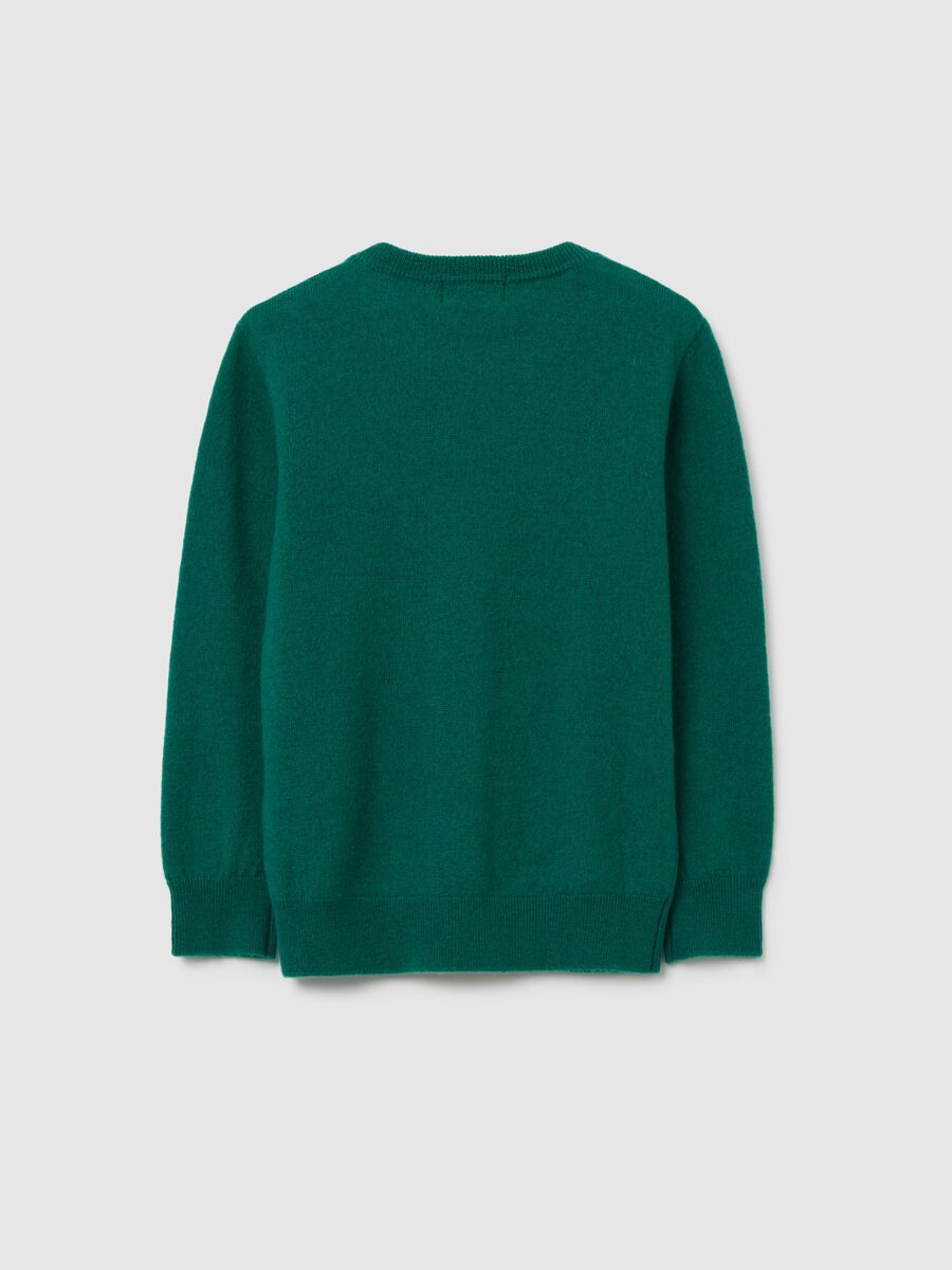 Kids' green pure wool sweater regular fit_4