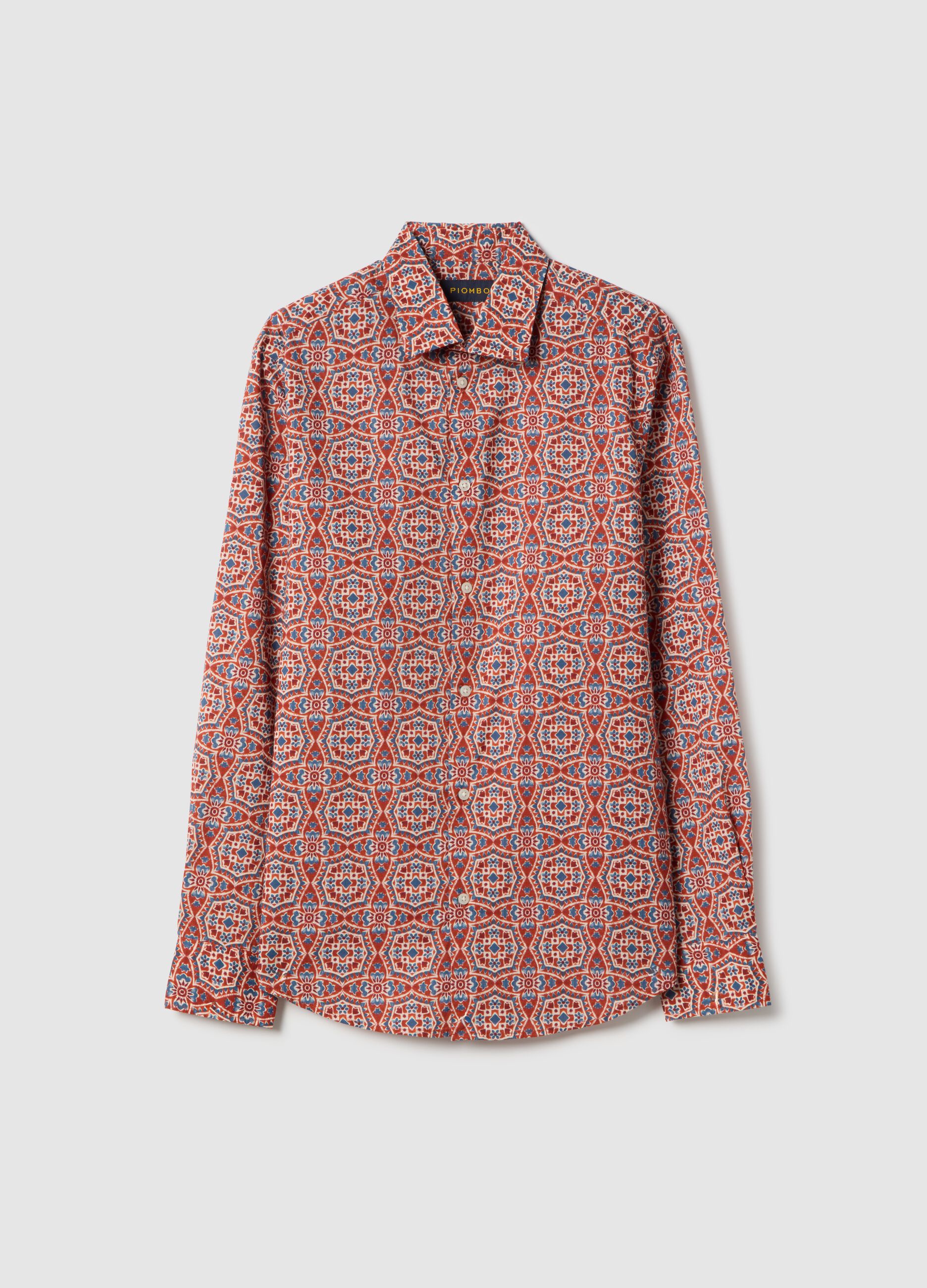 Multicolour pure cotton shirt regular fit with pattern