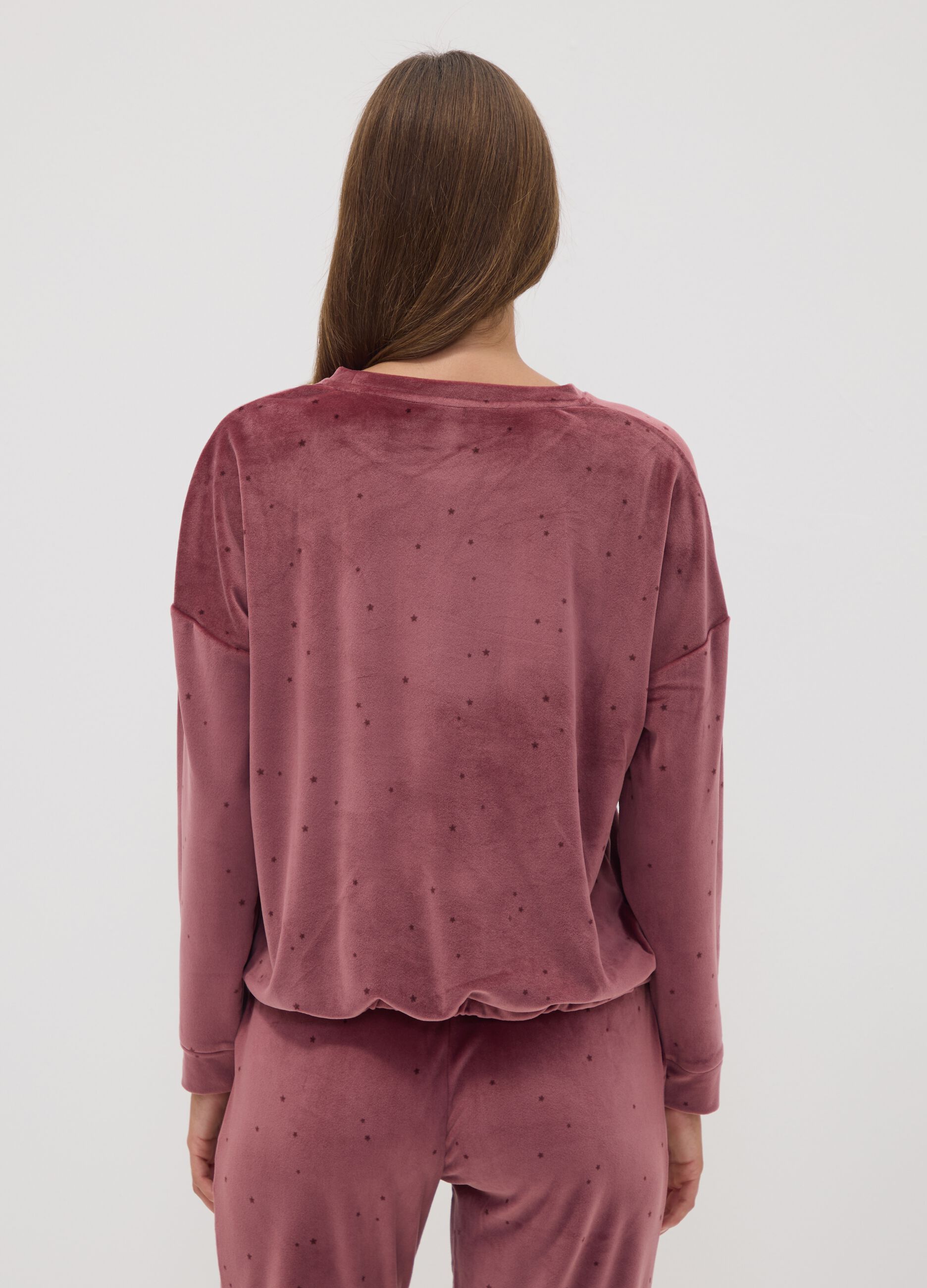 Pink stretch pyjama sweatshirt with star print