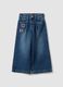 Jeans blu wide leg in puro cotone con patch per bambina_0