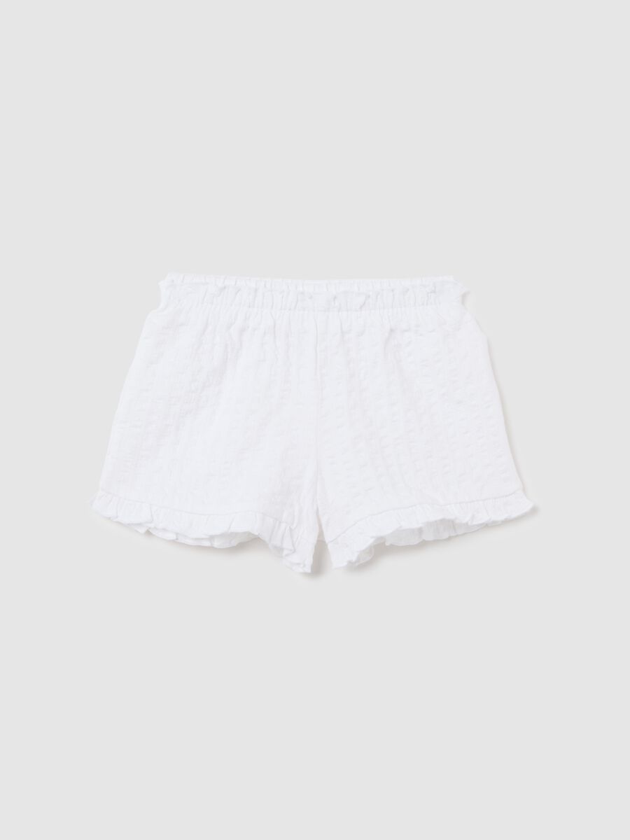 Girls’ shorts in white stretch cotton with regular fit_0