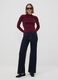 Dark red viscose-blend fitted jumper with funnel neck_1