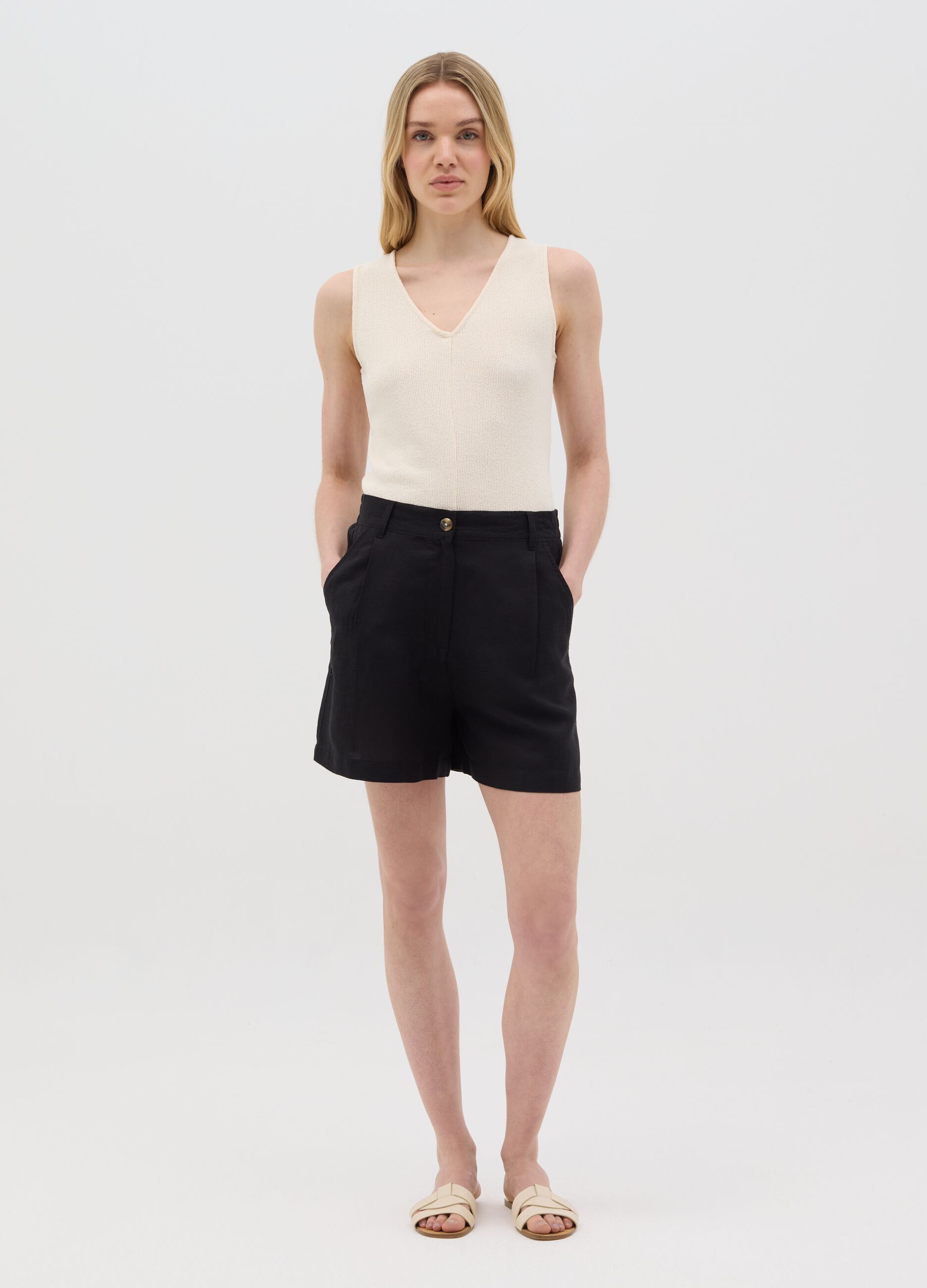 White Stretch Knit Vest Top from Ovs