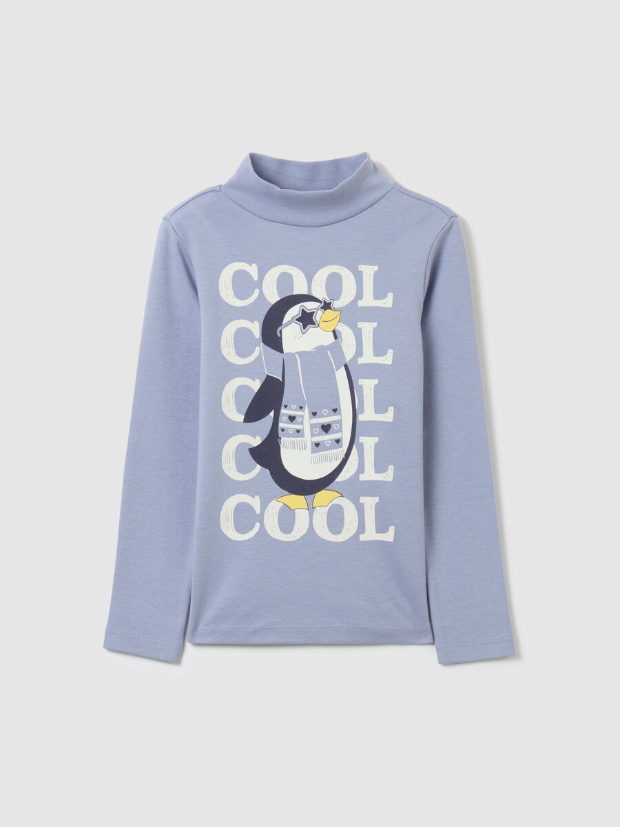 T-shirt with mock neck and print_0