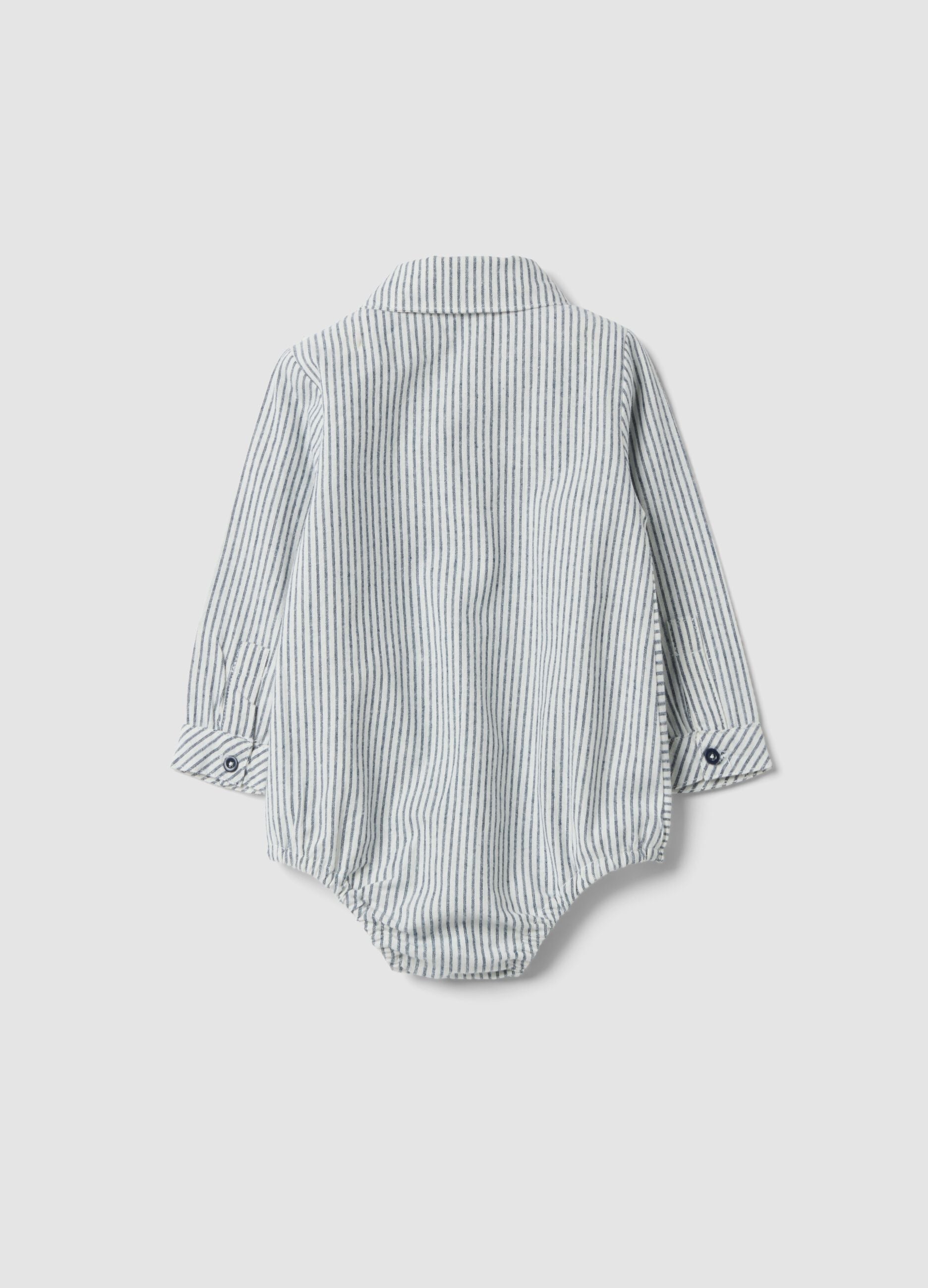 Body bianco in puro cotone con colletto e righe