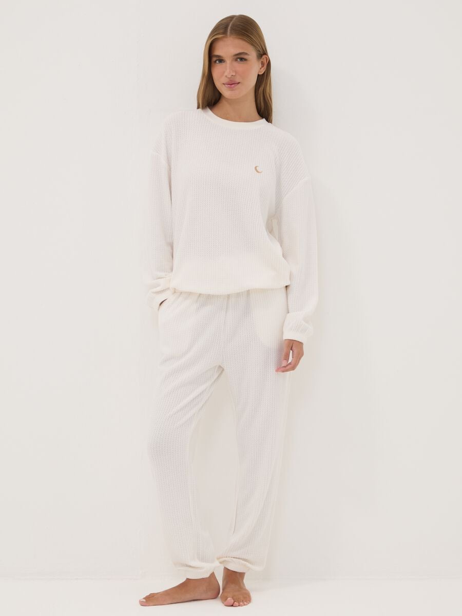 Pigiama bianco in jersey di viscosa elasticizzata regular fit_0
