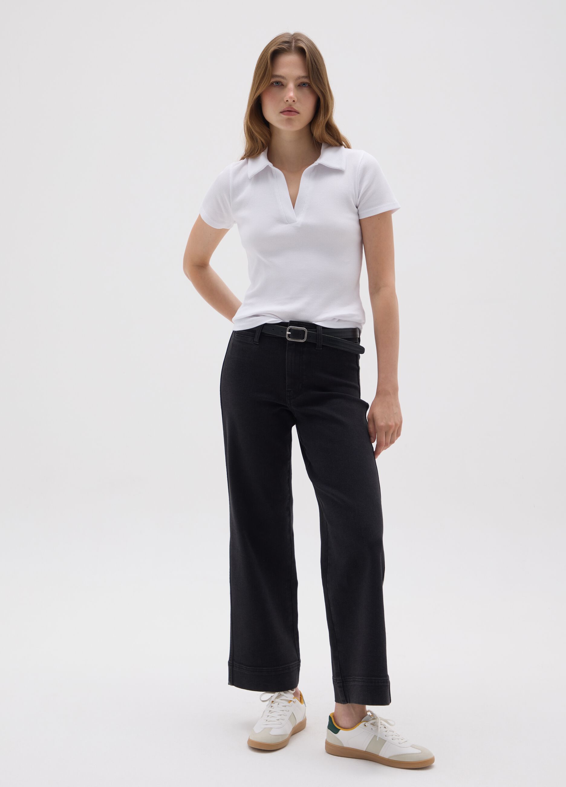 Women's pure cotton white polo shirt