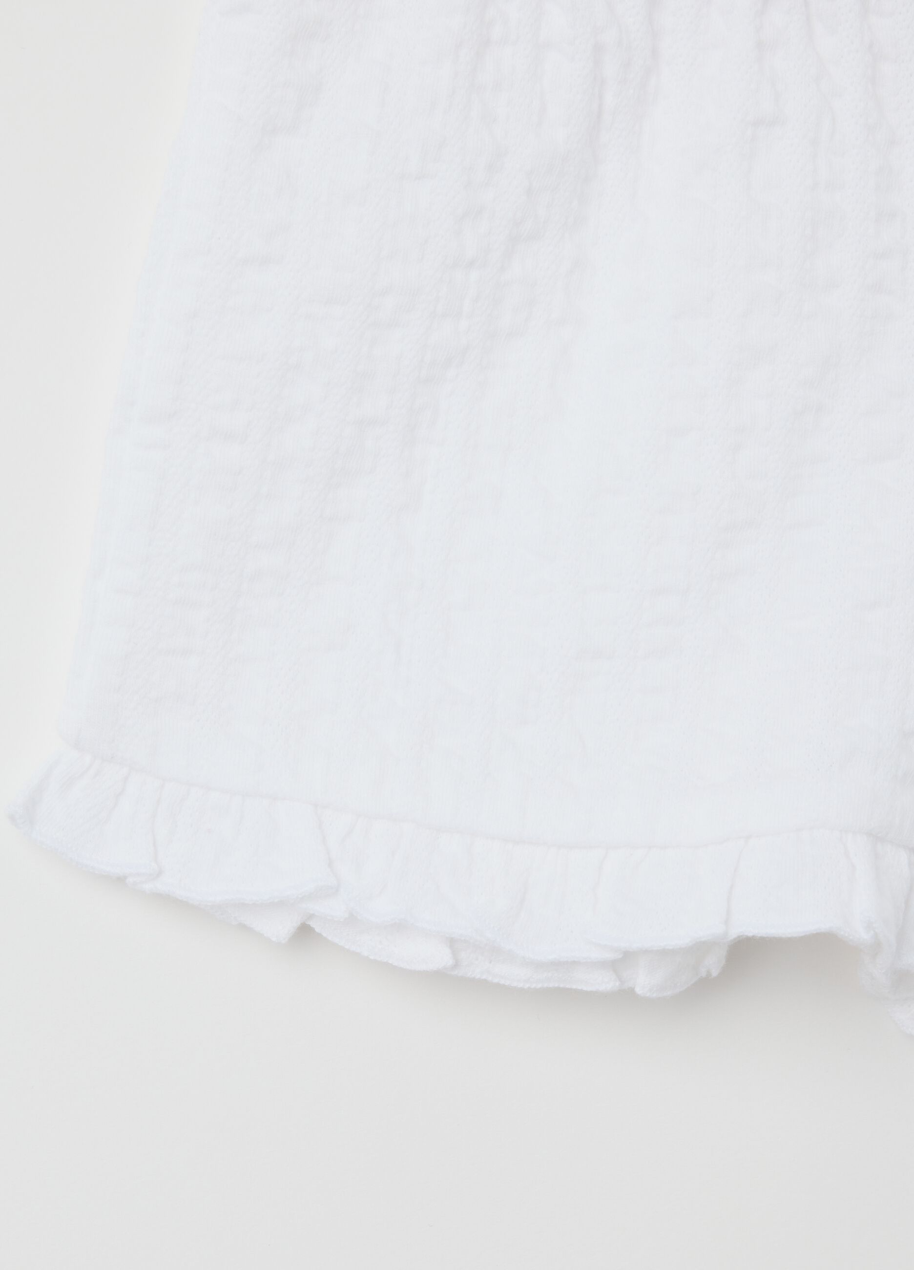 Shorts da bambina in cotone elasticizzato bianco regular fit