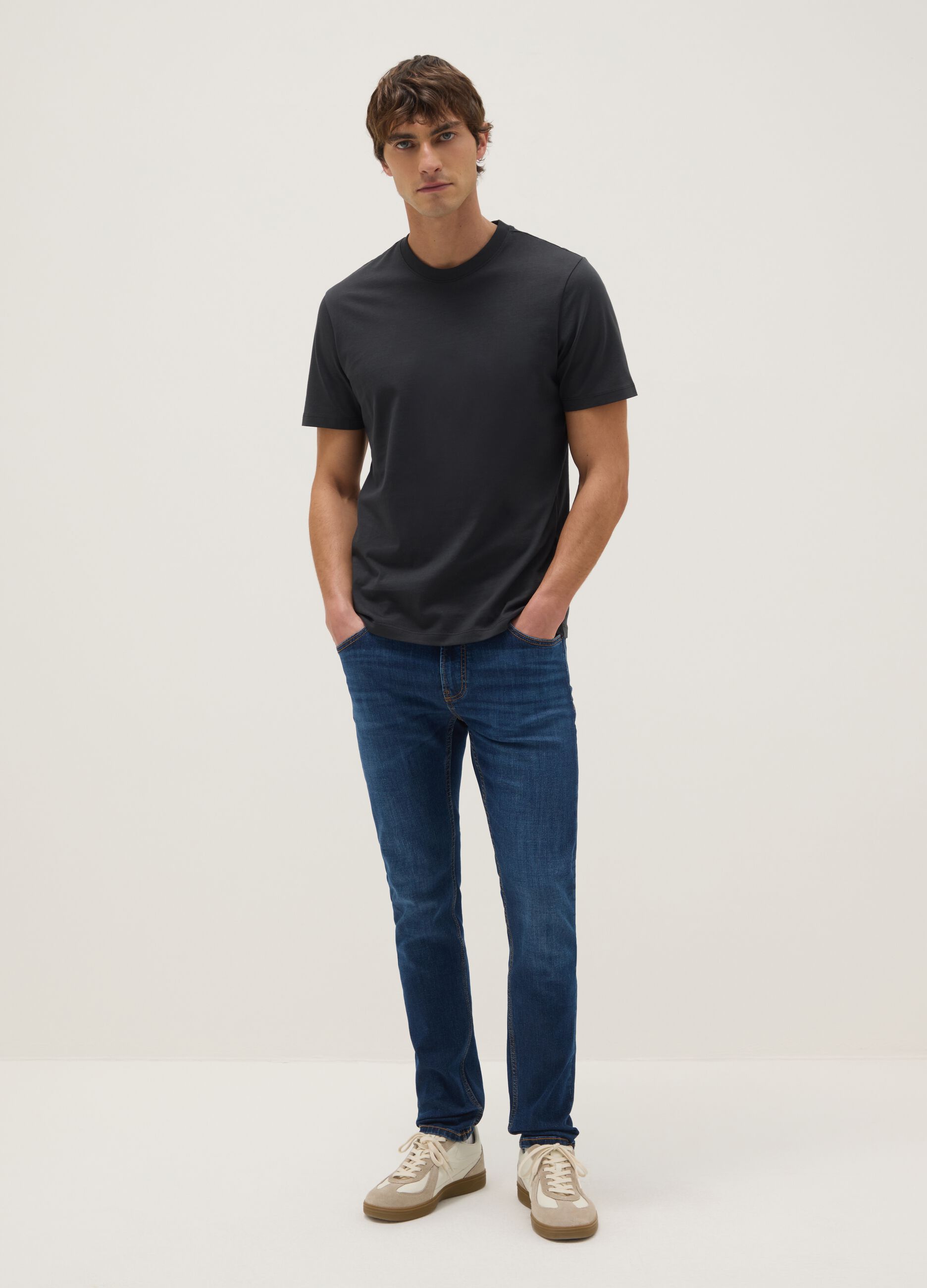Skinny fit blue stretch cotton jeans