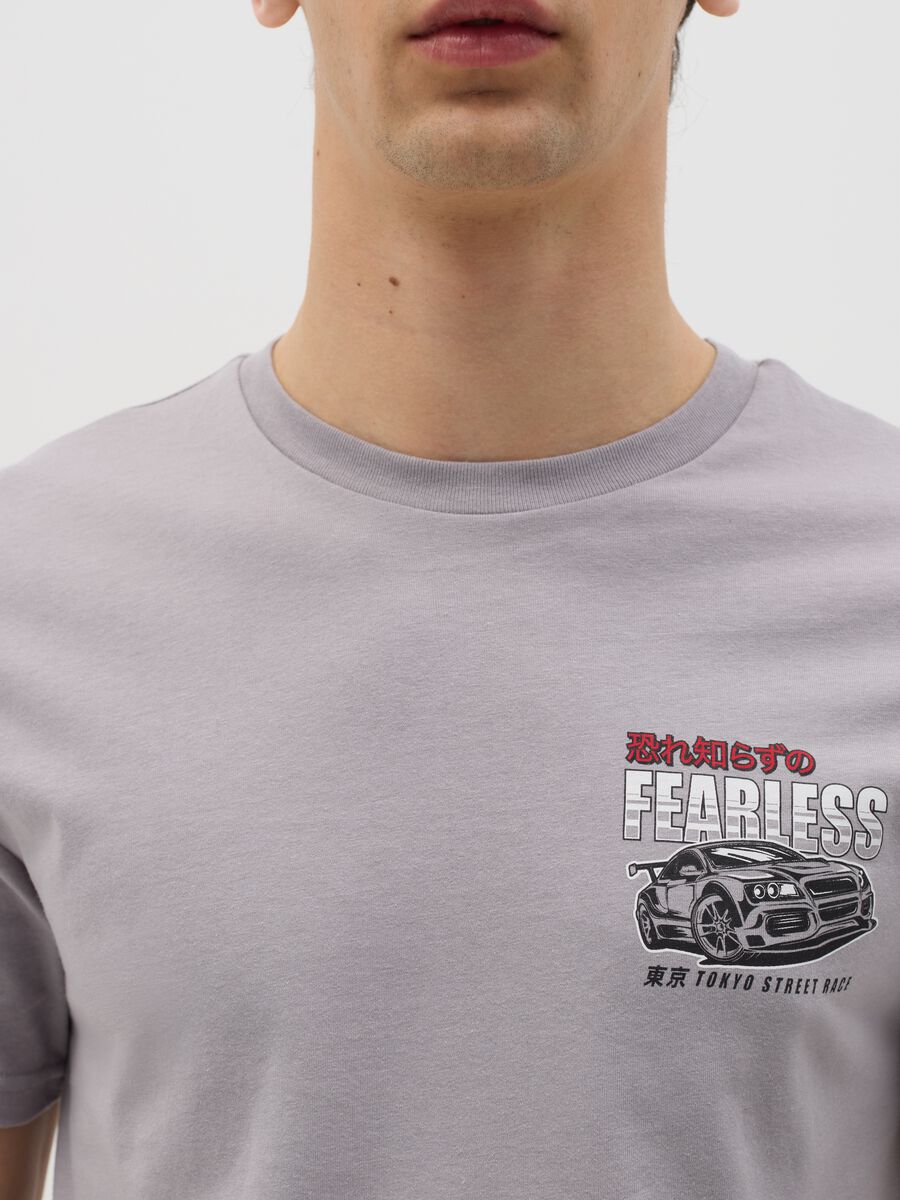 Cotton T-shirt with "Fearless" racing car print_2