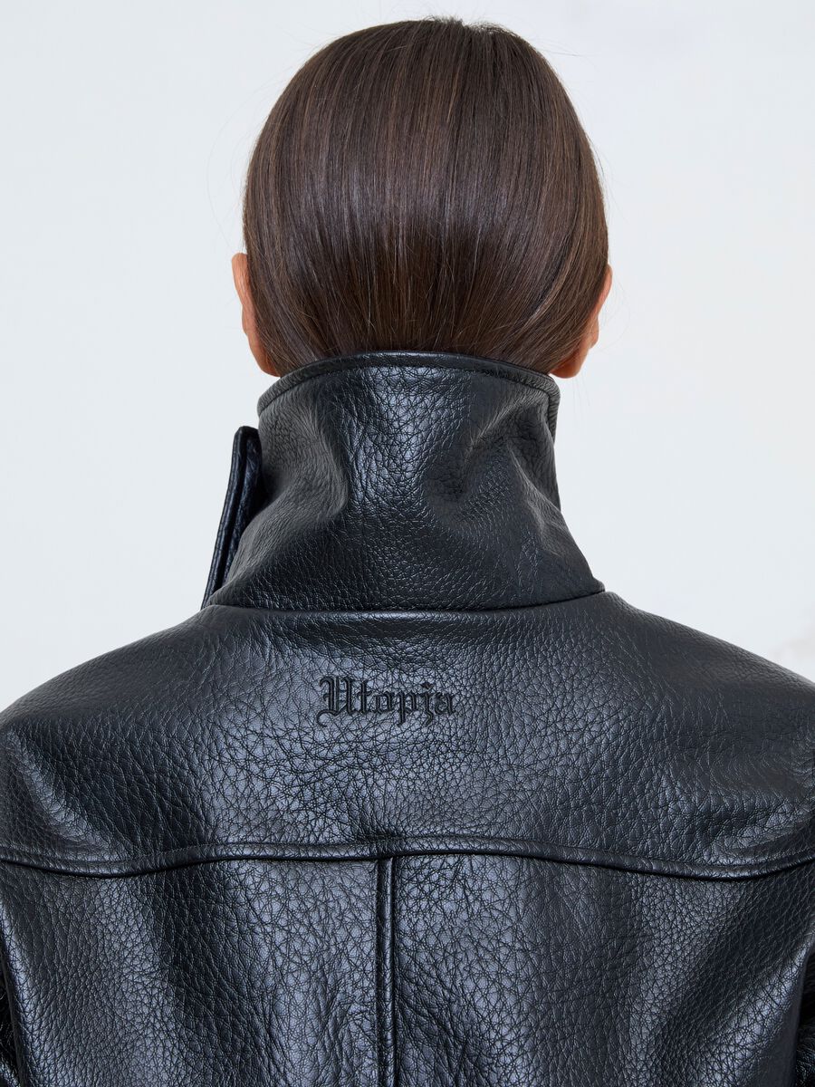 Oversized Faux Leather Jacket Black_2