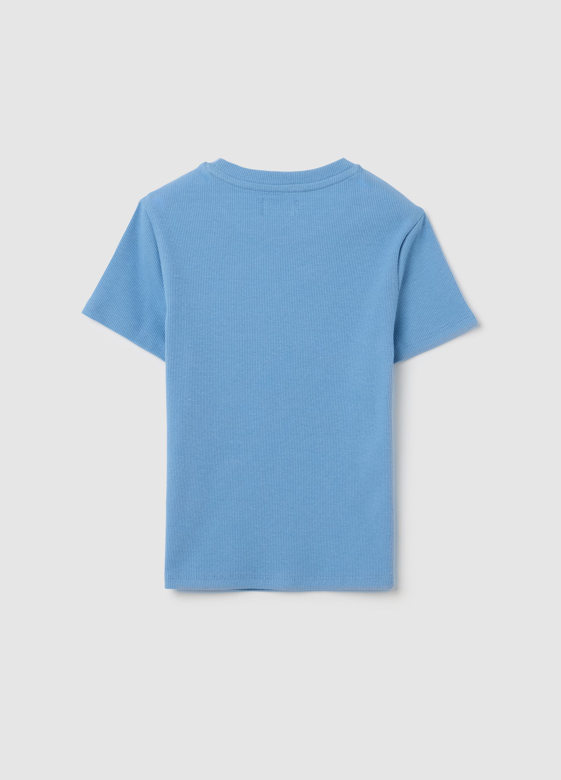 Girls’ light blue fitted T-shirt in stretch cotton