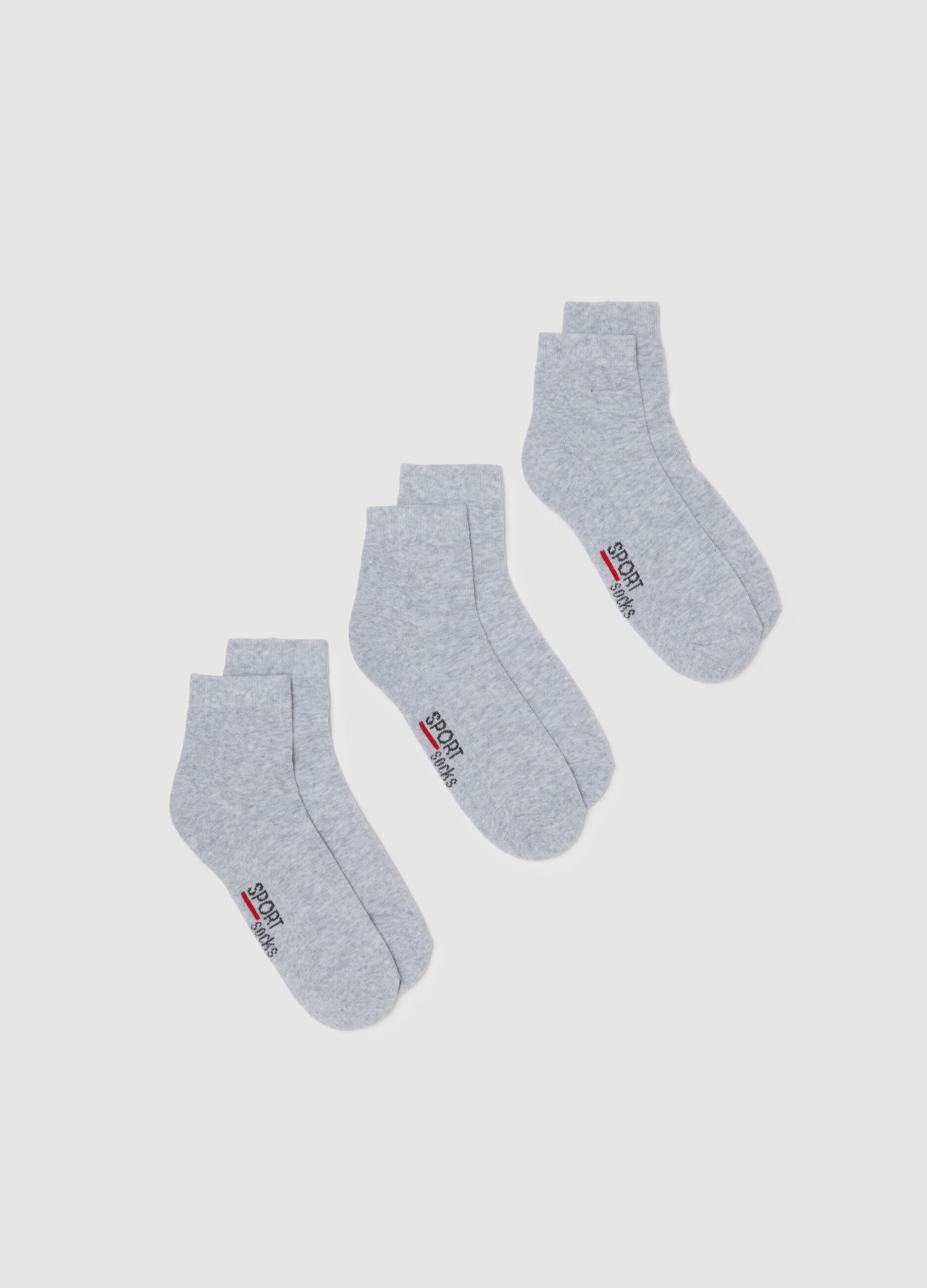 Grey Cotton Blend Sports Socks Set