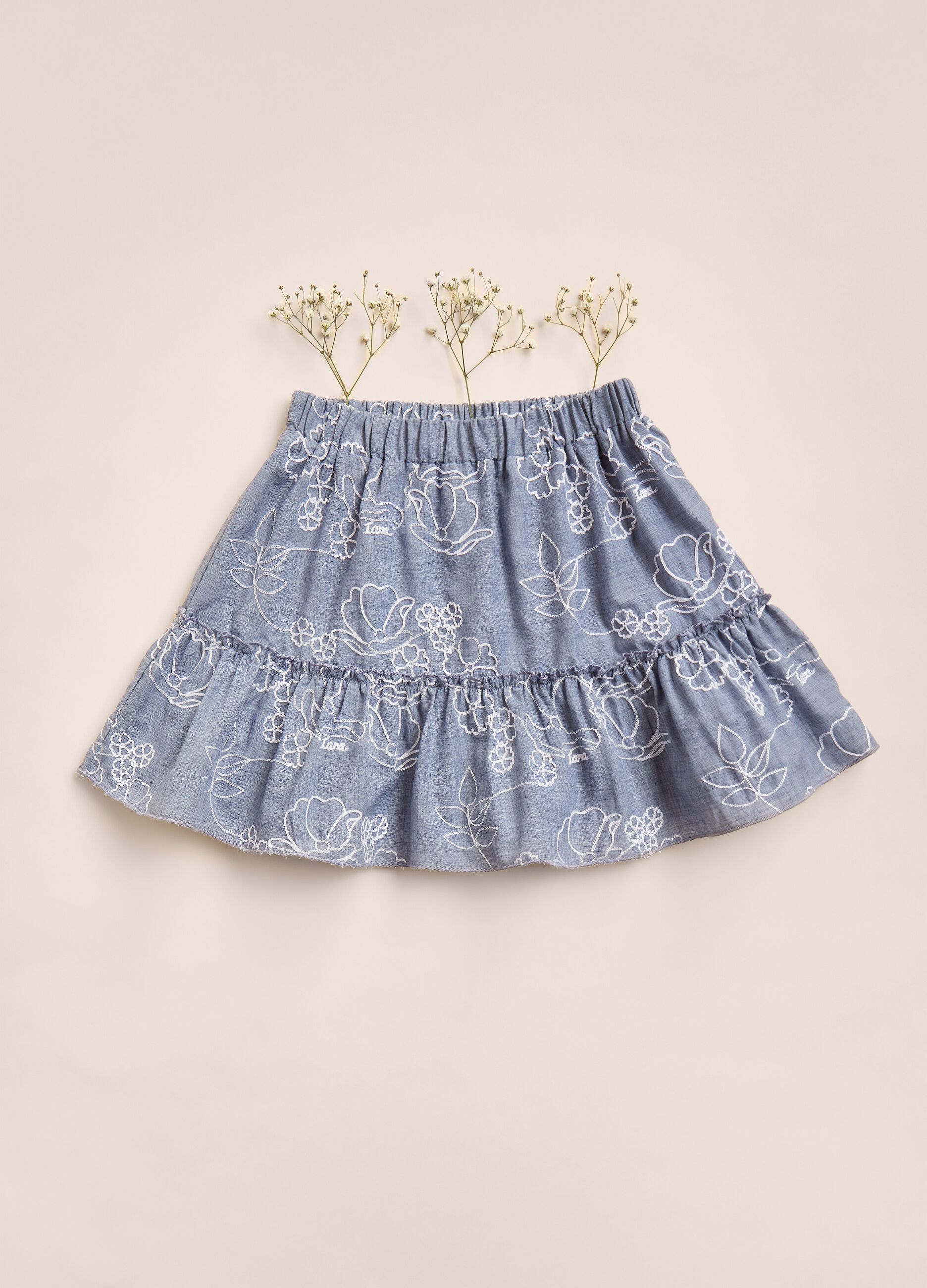 IANA cotton blend skirt with floral embroidery