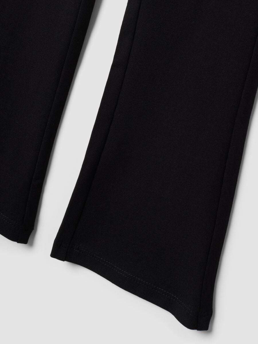Leggings neri svasati in cotone elasticizzato_3