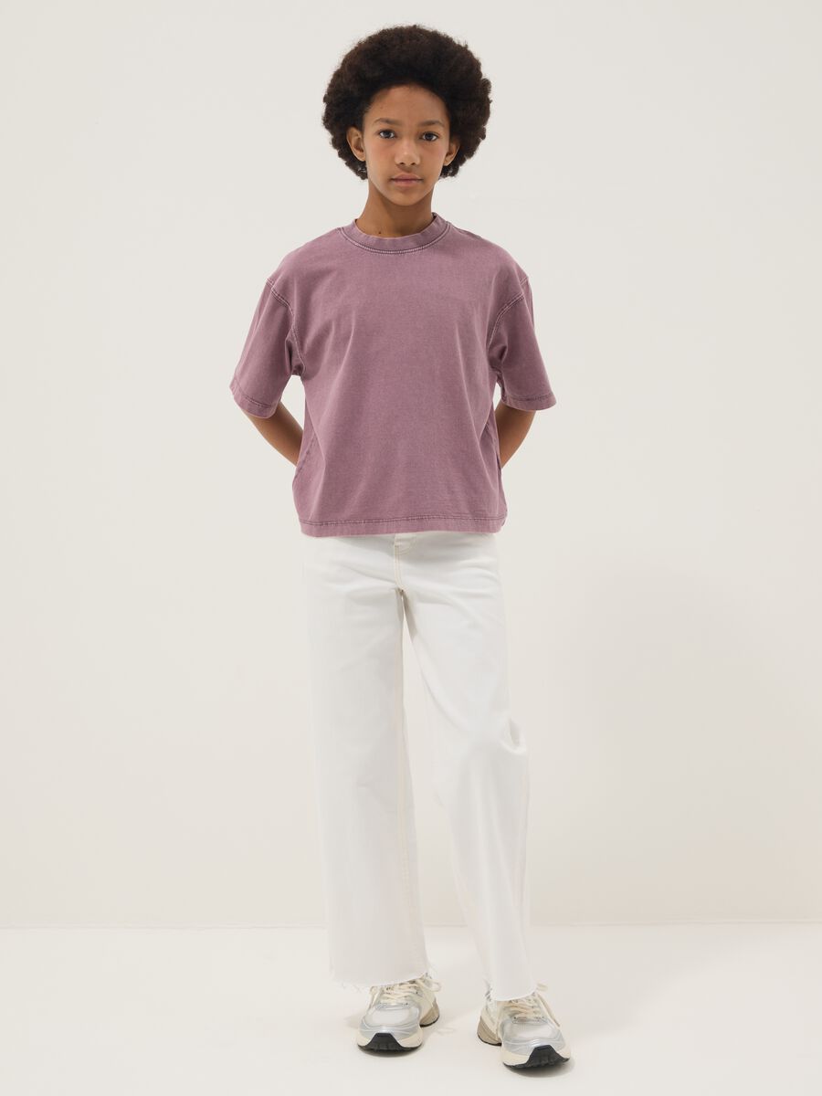 Pantaloni culotte in cotone elasticizzato bianchi da ragazza_0