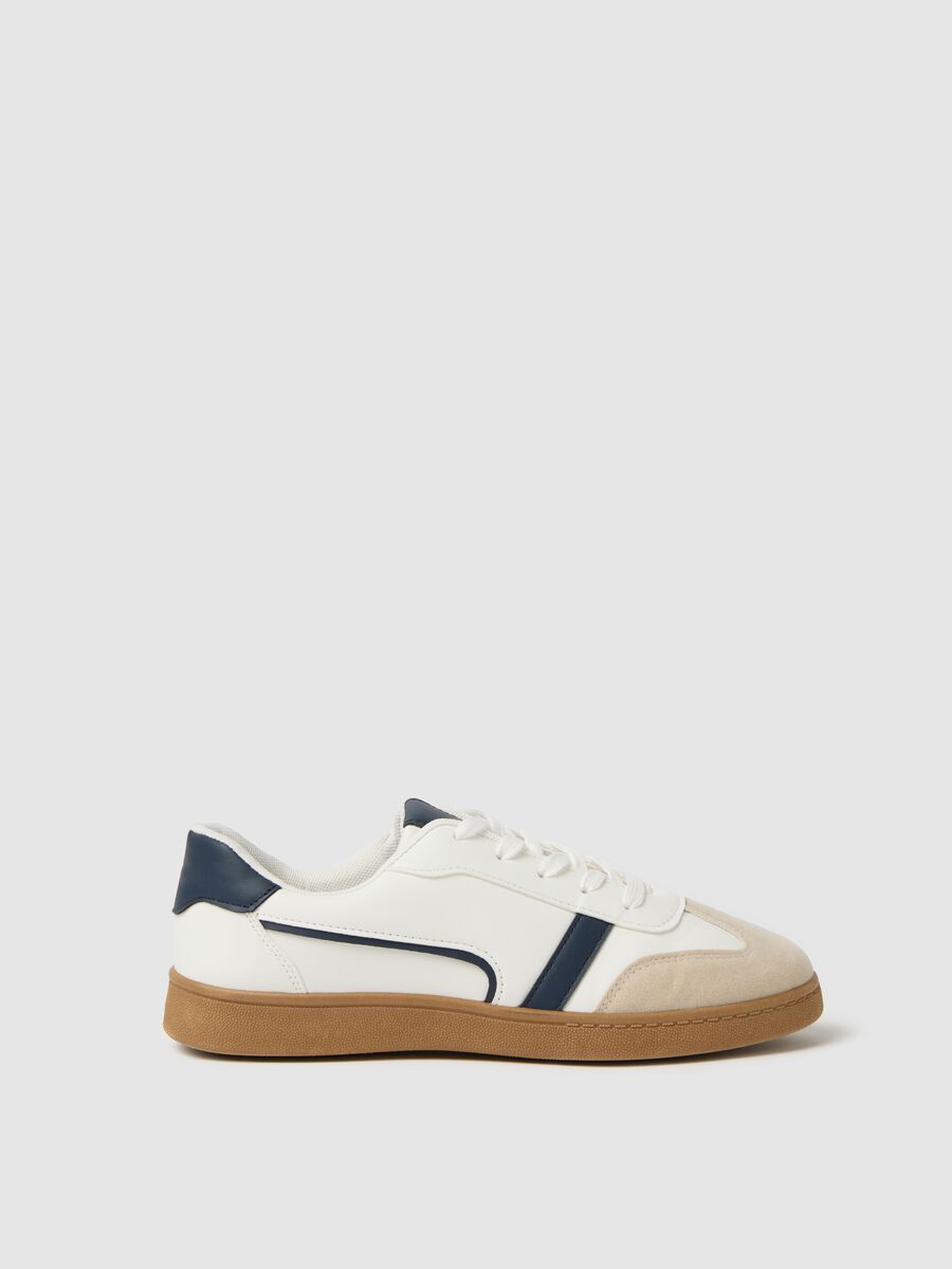 White and blue combination sneakers_0