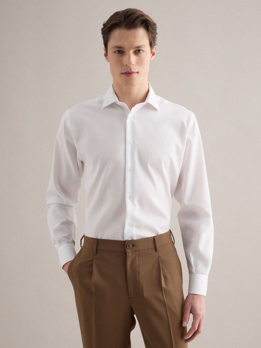 White pure cotton regular fit shirt_0