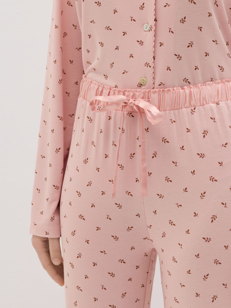Pyjama trousers with small leaves print_3