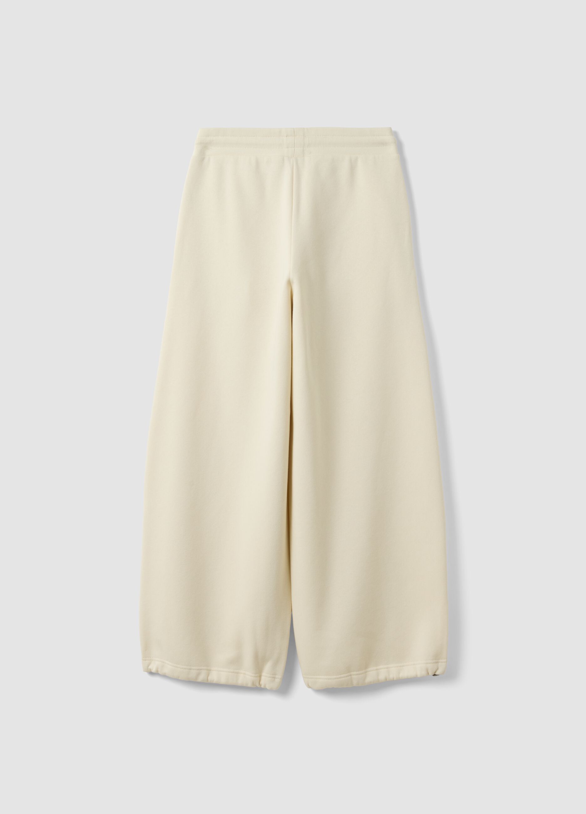 White cotton-blend wide-leg trousers