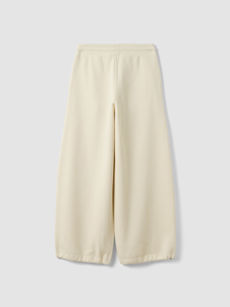 White cotton-blend wide-leg trousers_2