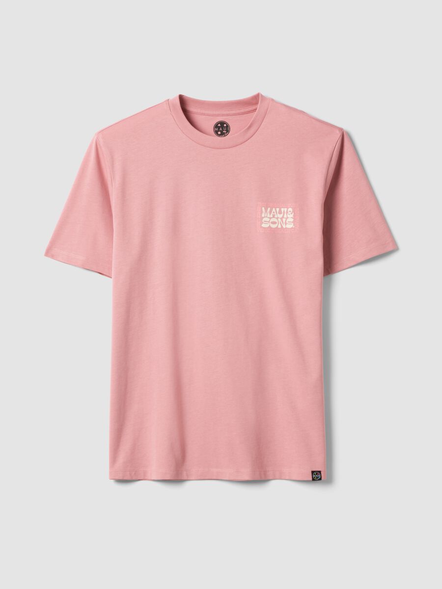 T-shirt a maniche corte in puro cotone rosa relaxed fit con stampa_4