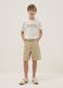 Shorts in puro cotone beige da ragazzo comfort fit_0