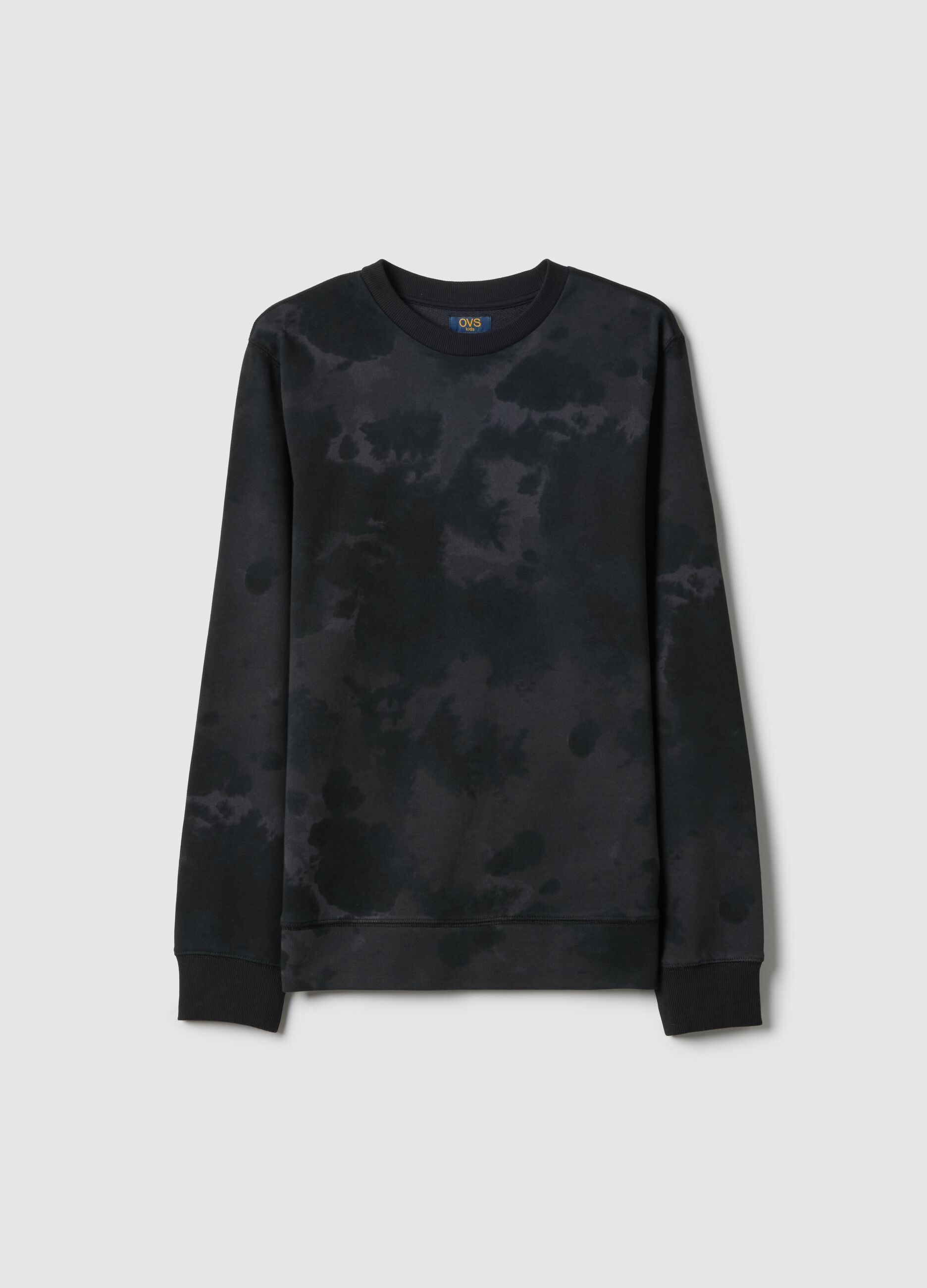 Black pure cotton boys' sweatshirt regular fit TieDye design