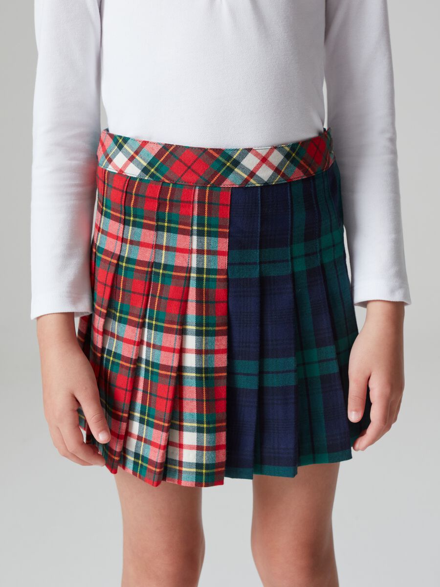 Minigonna tartan a pieghe _1
