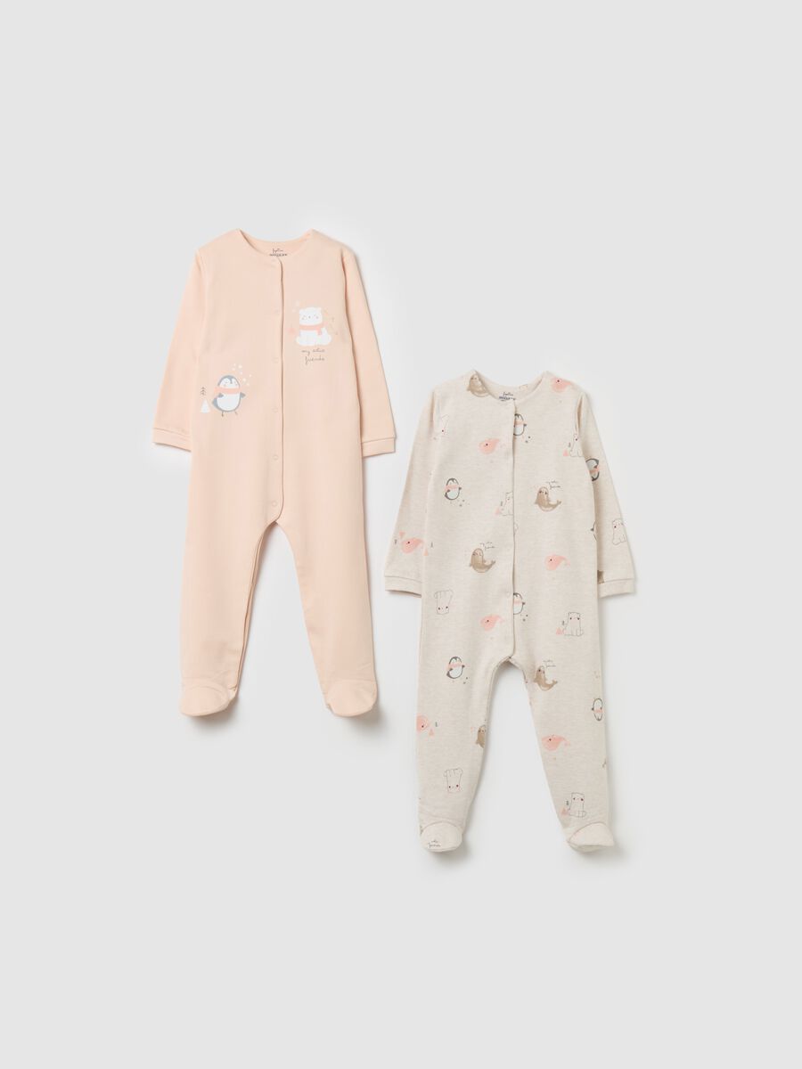 Two-pack onesies in organic cotton with feet_0