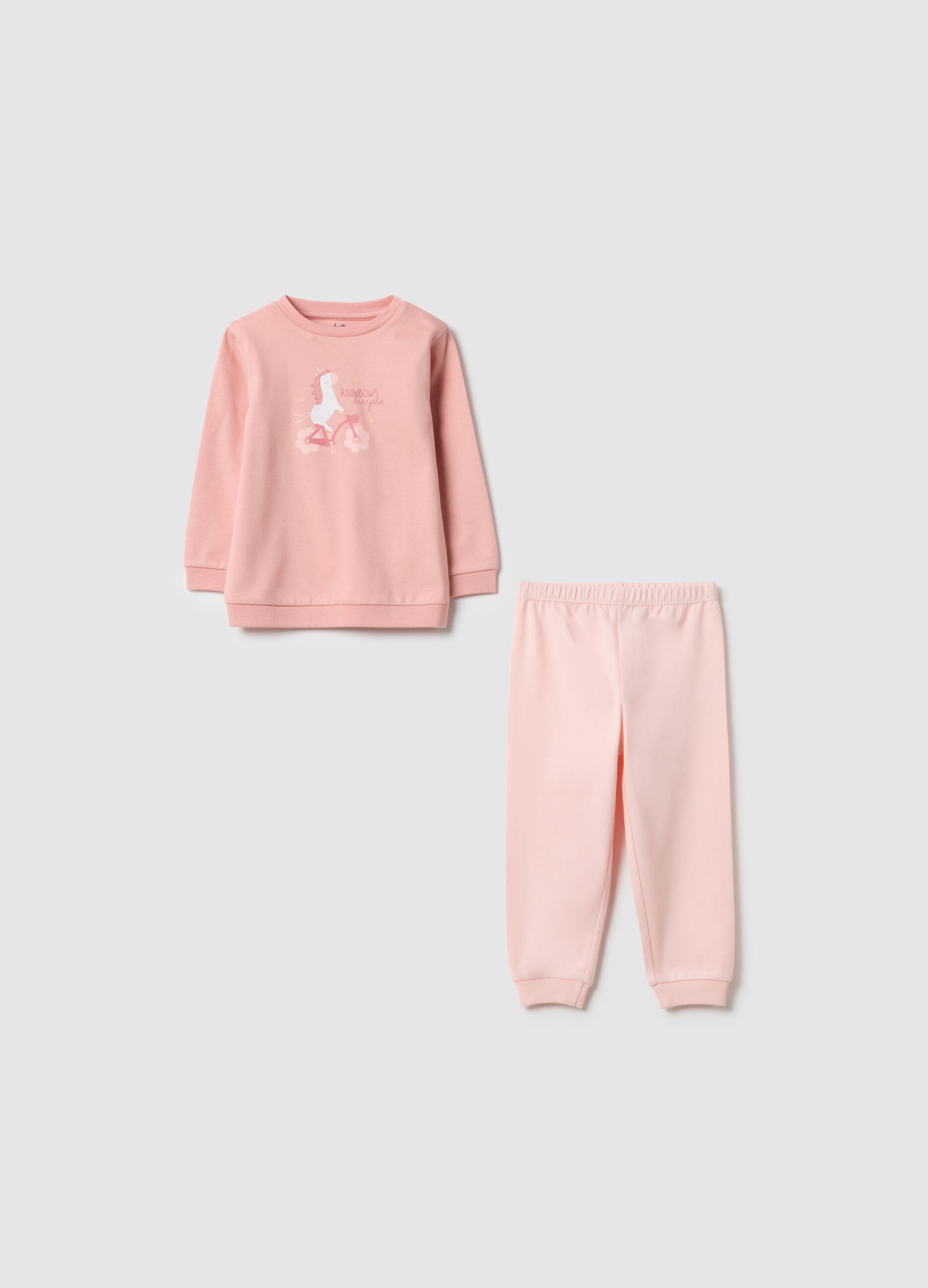 Baby girl's pink pure cotton pyjamas in regular fit with print