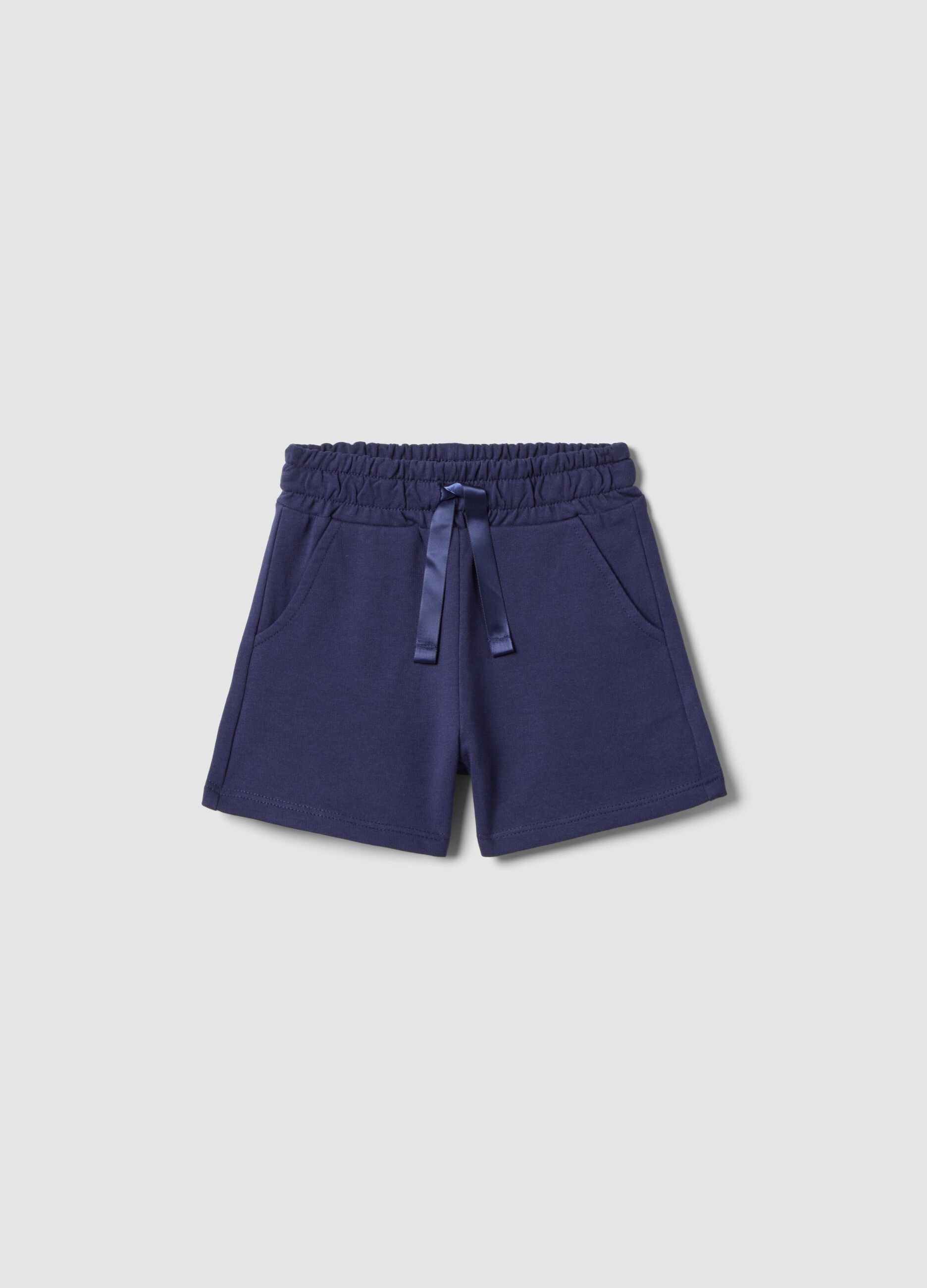 Girls' Regular Fit Blue Pure Cotton Shorts
