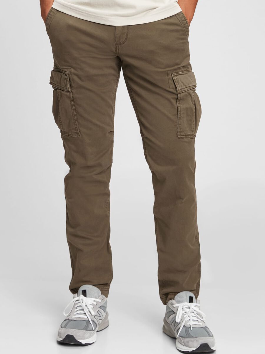 Stretch cotton cargo trousers_0