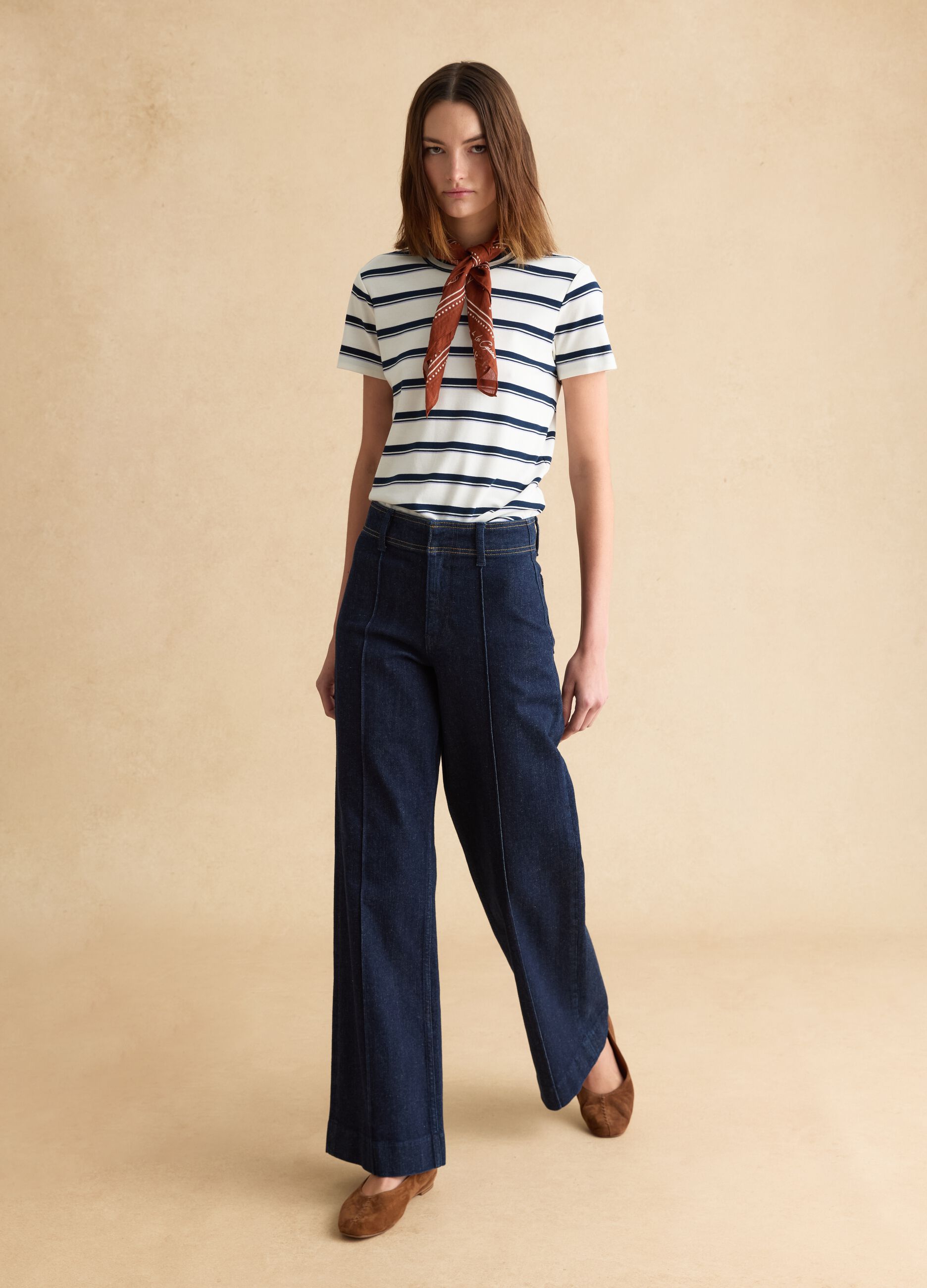 Multicolour striped cotton blend t-shirt regular fit