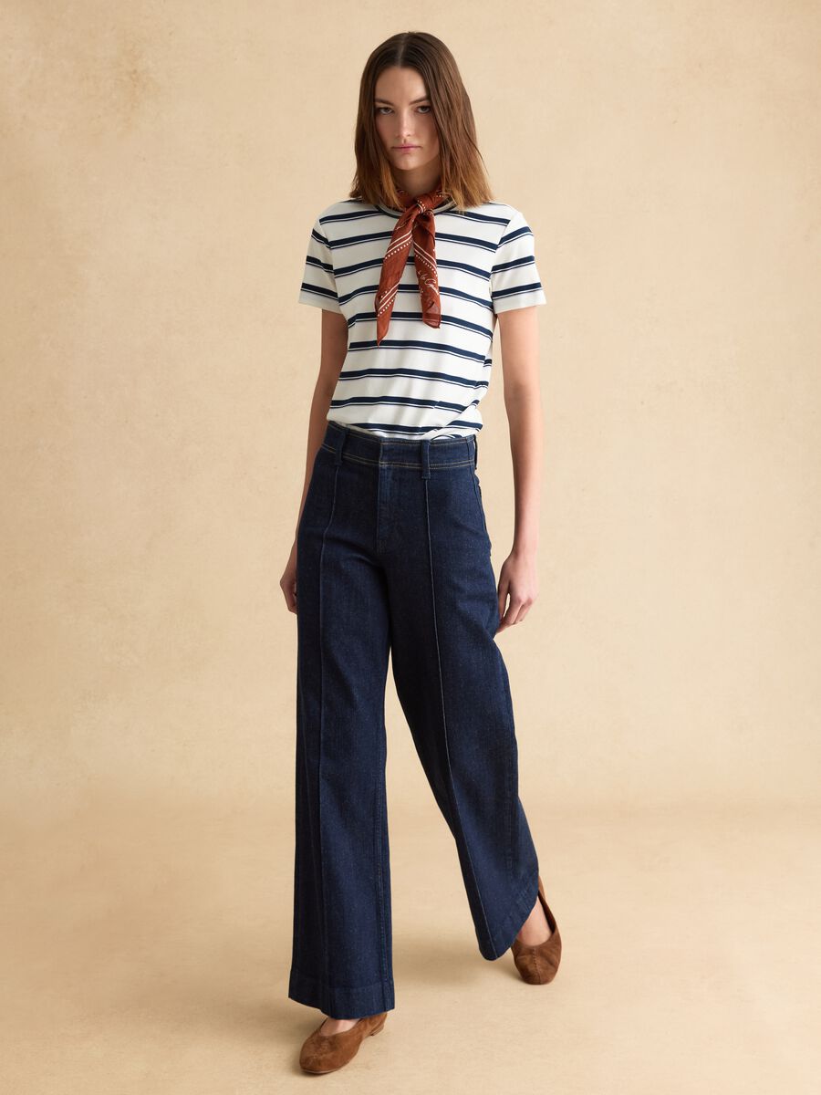 T-shirt in misto cotone a righe multicolor regular fit_2