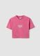 Pink pure cotton T-shirt with appliqu&eacute; stars, regular fit for girls_3