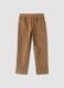 Beige ribbed stretch cotton trousers with elasticated waistband_6