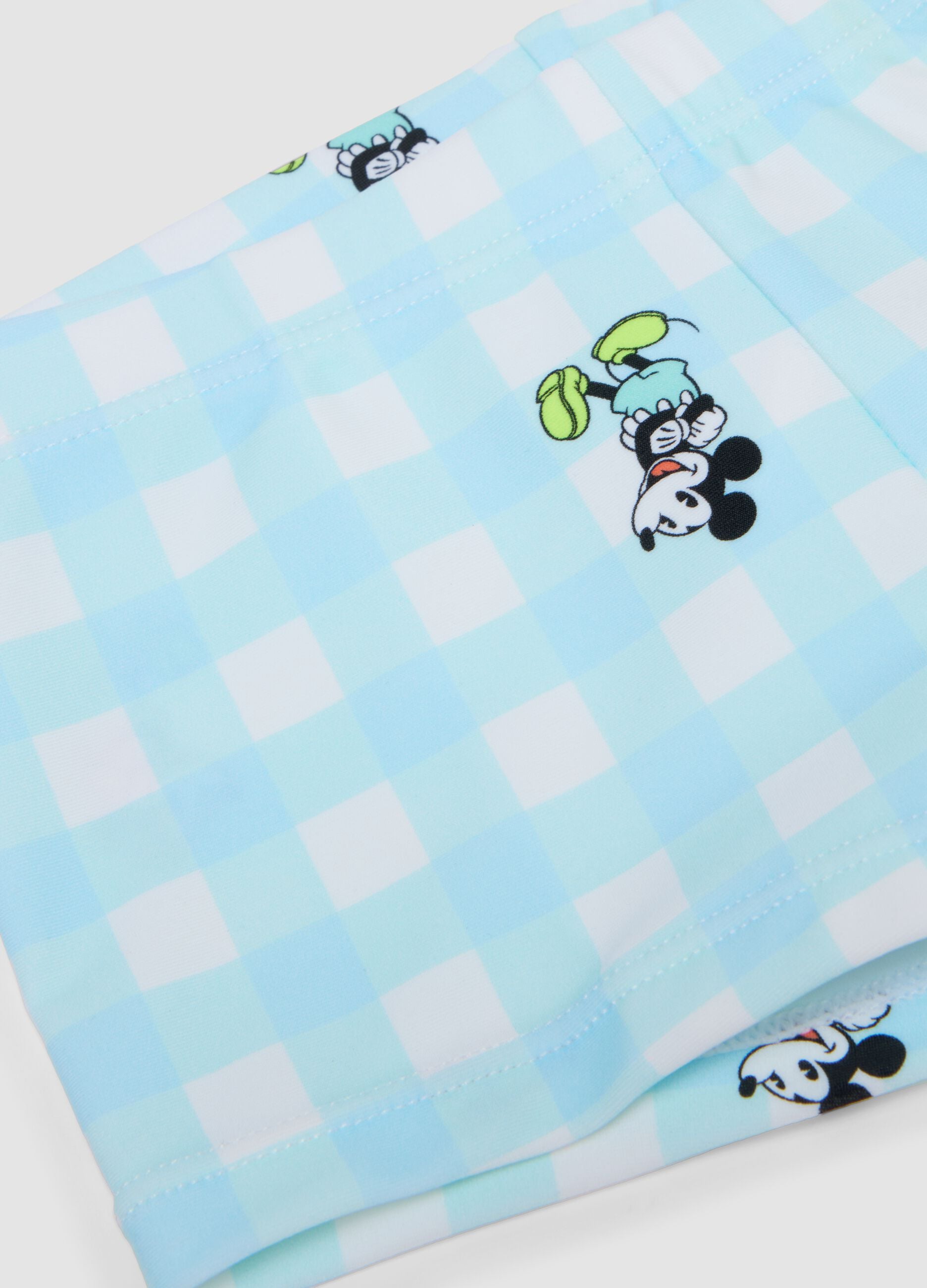 Baby Mickey blue and white gingham swim briefs