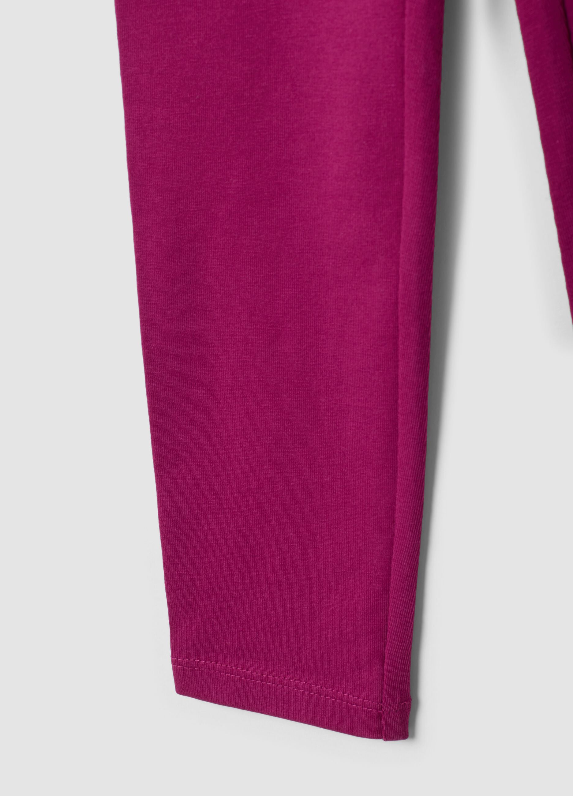 Purple and black stretch organic cotton leggings with star for girls
