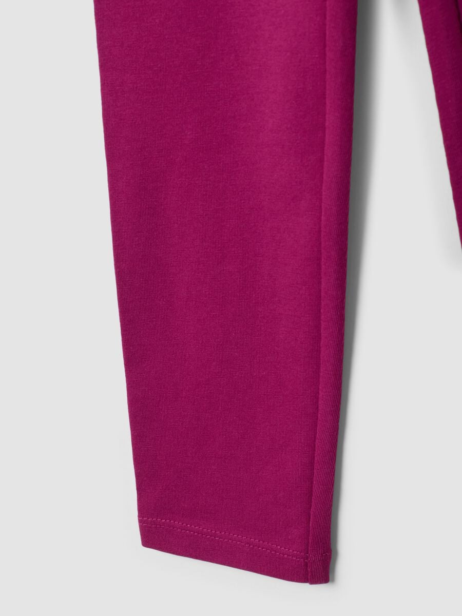 Leggings viola neri in cotone organico elasticizzato con stella per bambina_3