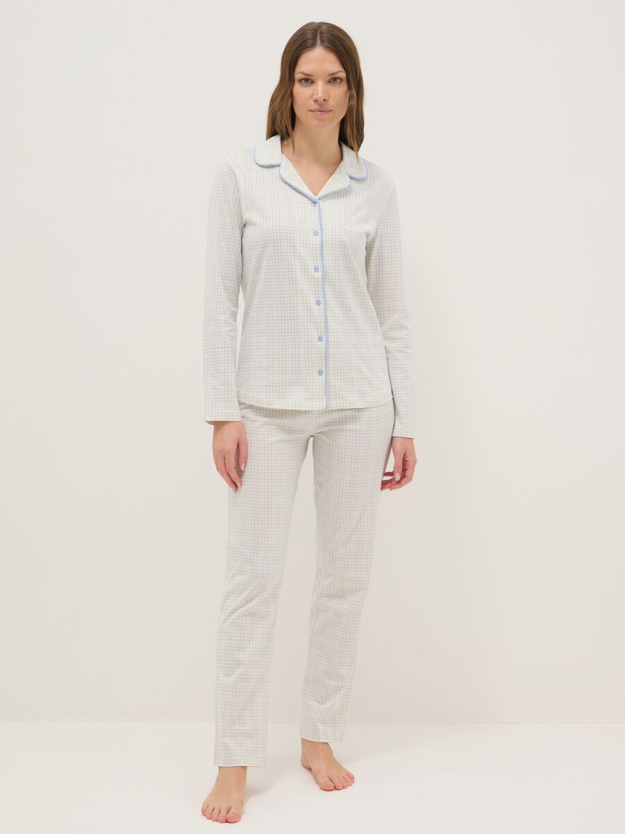 White check pyjamas in pure cotton regular fit_0