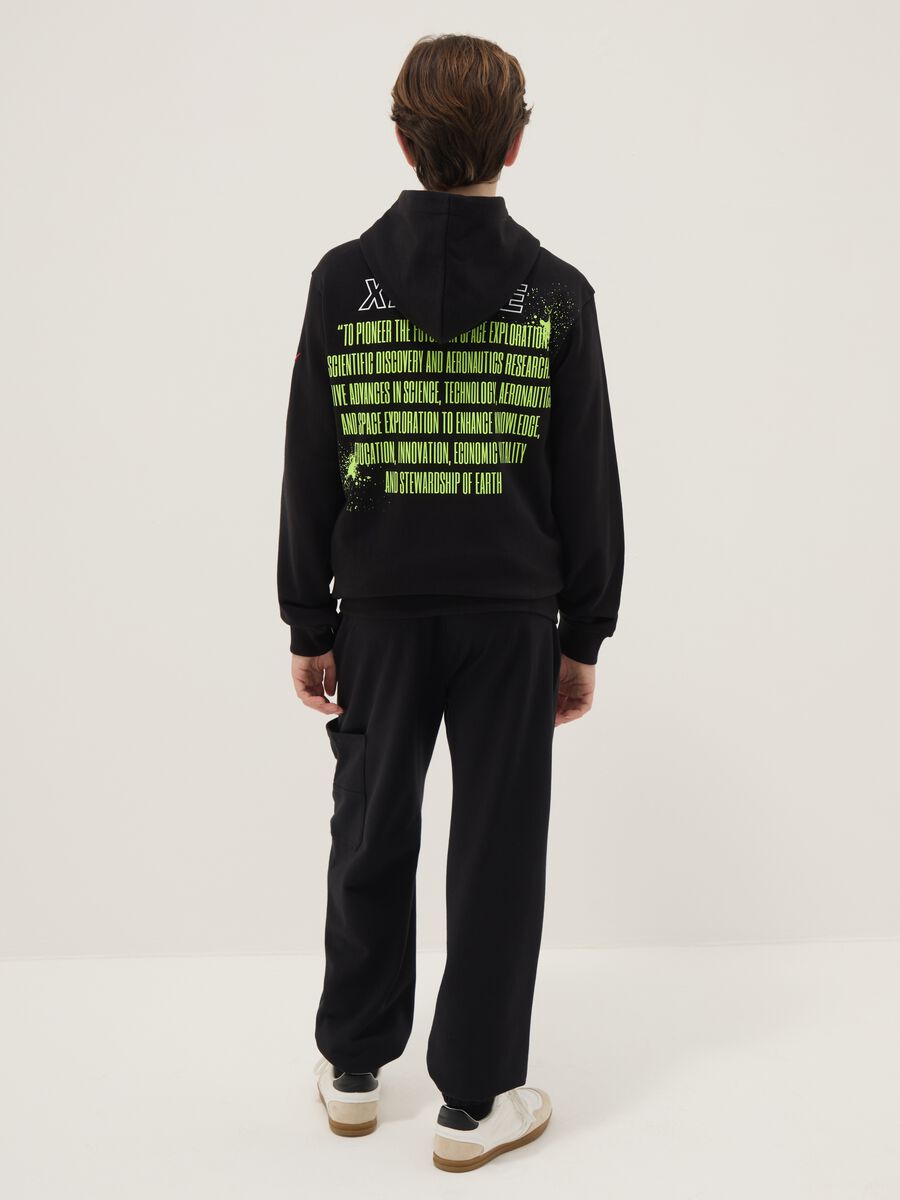 Jogger in puro cotone nero da ragazzo over fit_1