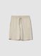 Boy's beige oversized fit pure cotton cargo shorts_0