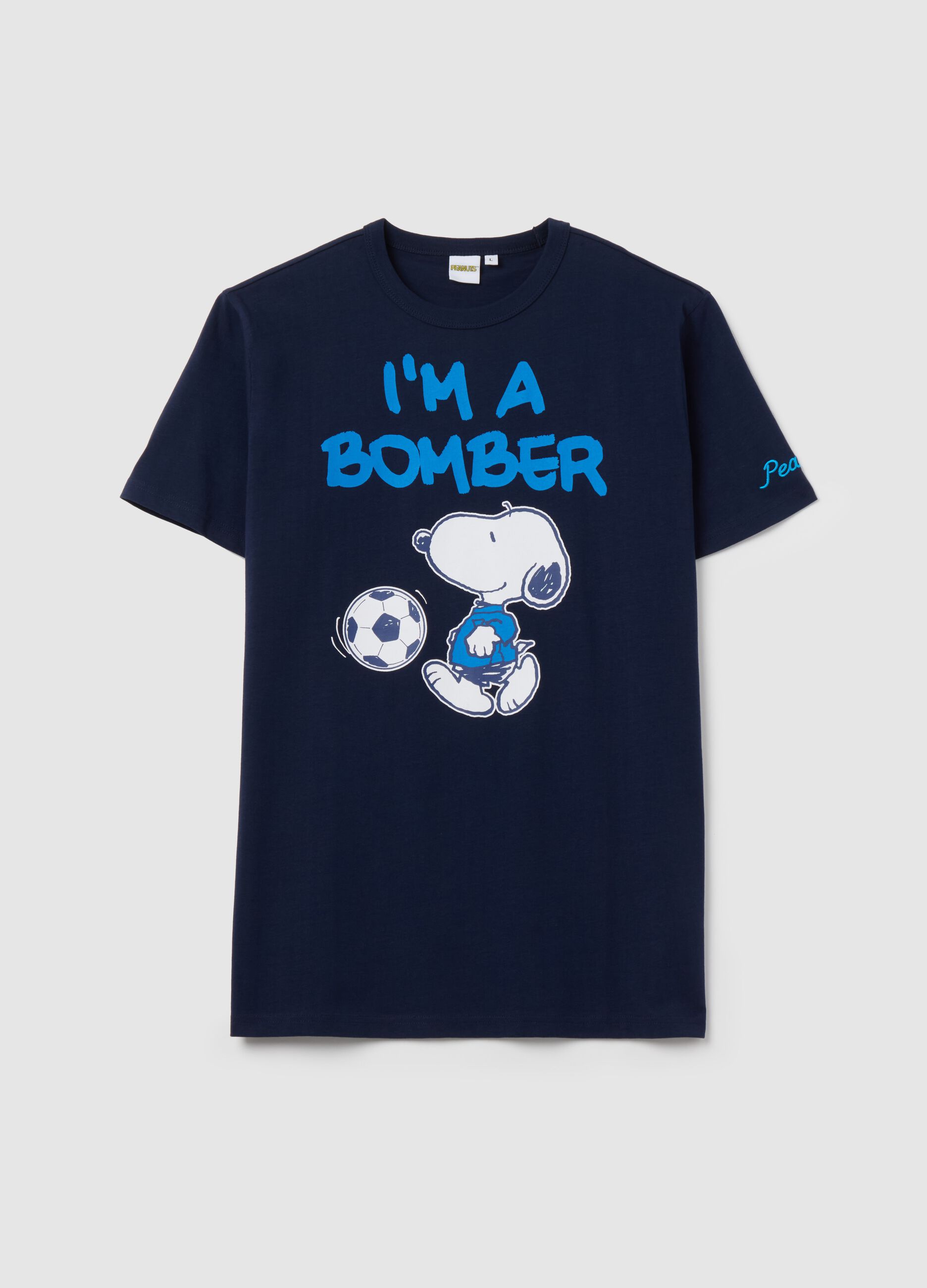 Blue T-shirt with Snoopy footballer print