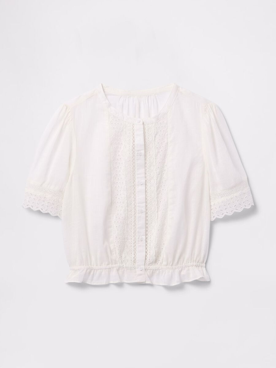 Blusa bianca ricamata in cotone_3